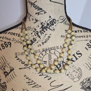 Elegant Cream Beaded Double  Necklace